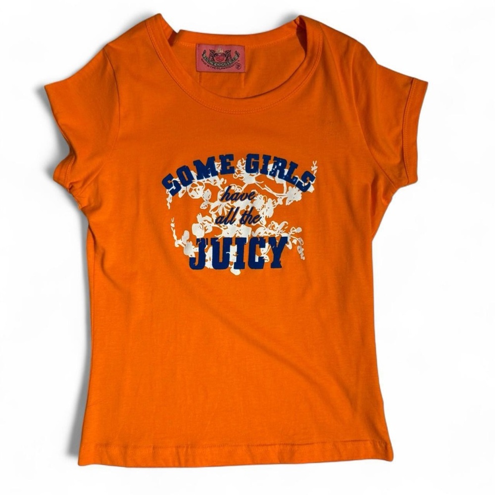 BNWOT Vintage Juicy Couture Some Girls Have All the Juicy Tee Orange Size Petite
